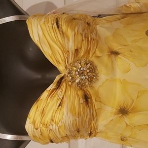 NWT Terani Strapless Couture Women's Size 0 Yellow Dress
